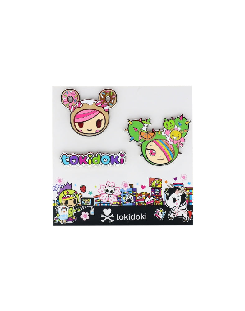 Kawaii Metropolis Enamel Pin 3-Pack complete set featuring Donutella and SANDy