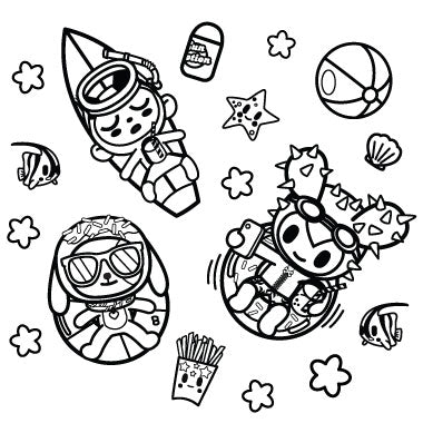 Pool Party Coloring Page