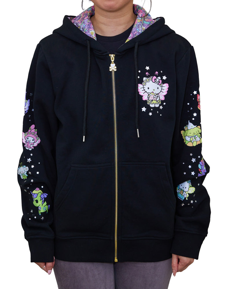 トップス silent(and) Kitty Garden Hoodie tokidoki x Hello Kitty and Friends Butterfly Garden Winged Friends Hoo
